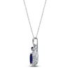 Thumbnail Image 2 of Marquise & Square-Cut Natural Blue Sapphire & Diamond Drop Necklace 1/4 ct tw 14K White Gold 18"