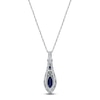 Thumbnail Image 3 of Marquise & Square-Cut Natural Blue Sapphire & Diamond Drop Necklace 1/4 ct tw 14K White Gold 18"