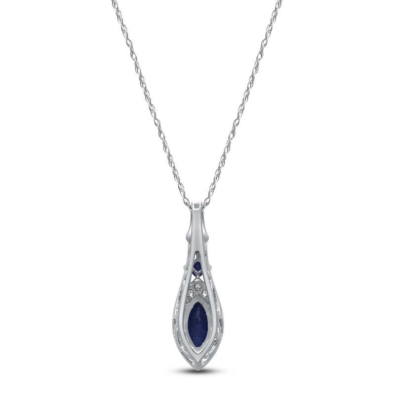 Main Image 3 of Marquise & Square-Cut Natural Blue Sapphire & Diamond Drop Necklace 1/4 ct tw 14K White Gold 18"