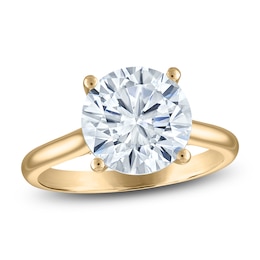 Round-Cut Lab-Grown Diamond Solitaire Plus Engagement Ring 4-1/6 ct tw 18K Yellow Gold (VS2/F)
