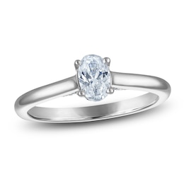 Oval-Cut Lab-Grown Diamond Solitaire Plus Engagement Ring 5/8 ct tw Platinum (VS2/F)