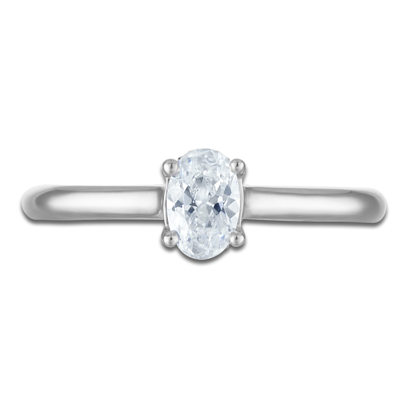 Main Image 3 of Oval-Cut Lab-Grown Diamond Solitaire Plus Engagement Ring 5/8 ct tw Platinum (VS2/F)