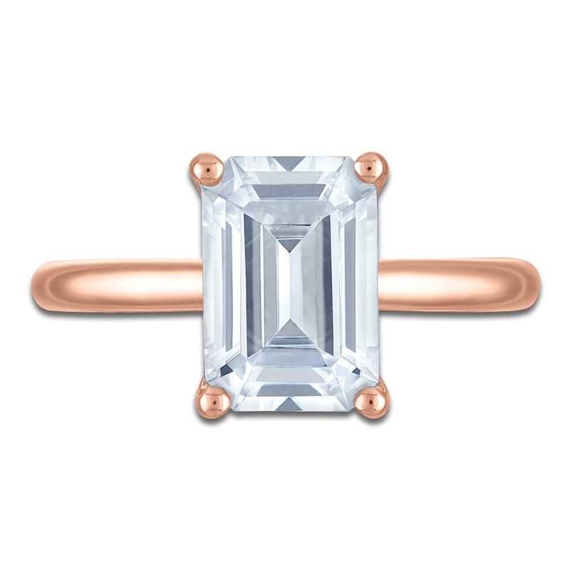 Main Image 3 of Emerald-Cut Lab-Grown Diamond Solitaire Plus Engagement Ring 2-5/8 ct tw 18K Rose Gold (VS2/F)
