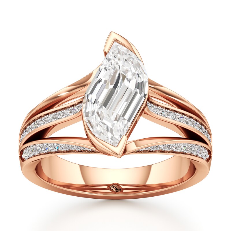 Main Image 1 of J'Lure Lab-Grown Diamond Leaf Step-Cut Engagement Ring 2-3/8 ct tw 18K Rose Gold