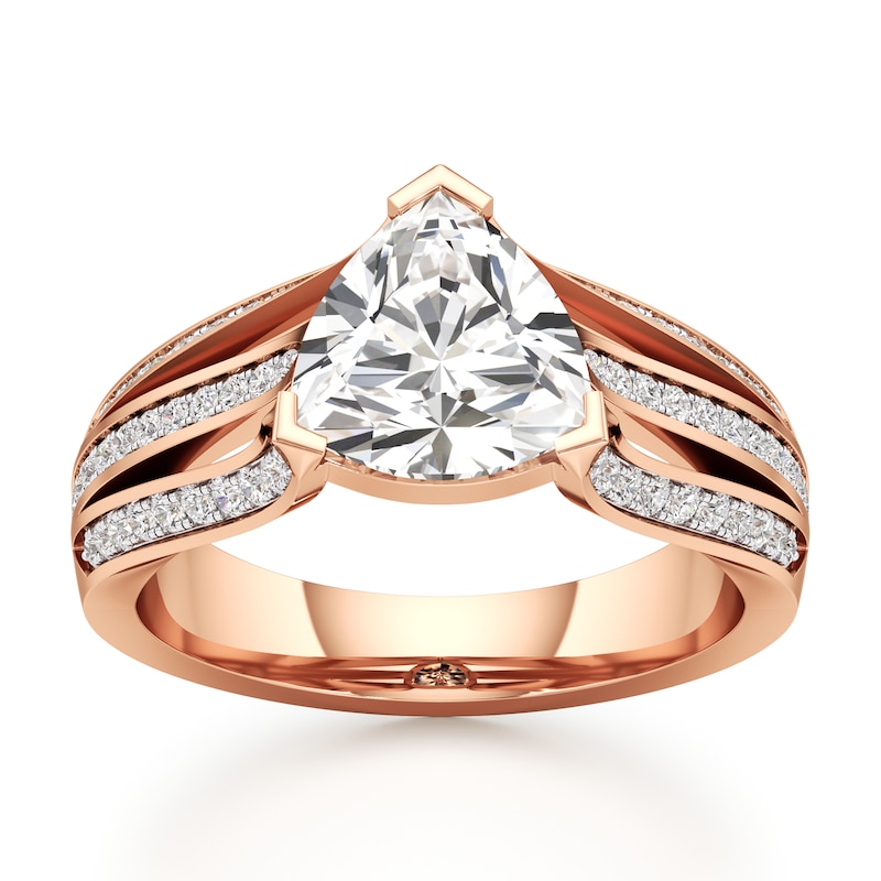 Main Image 1 of J'Lure Lab-Created Diamond Trillion Curved Brilliant-Cut Engagement Ring 2-1/3 ct tw 18K Rose Gold
