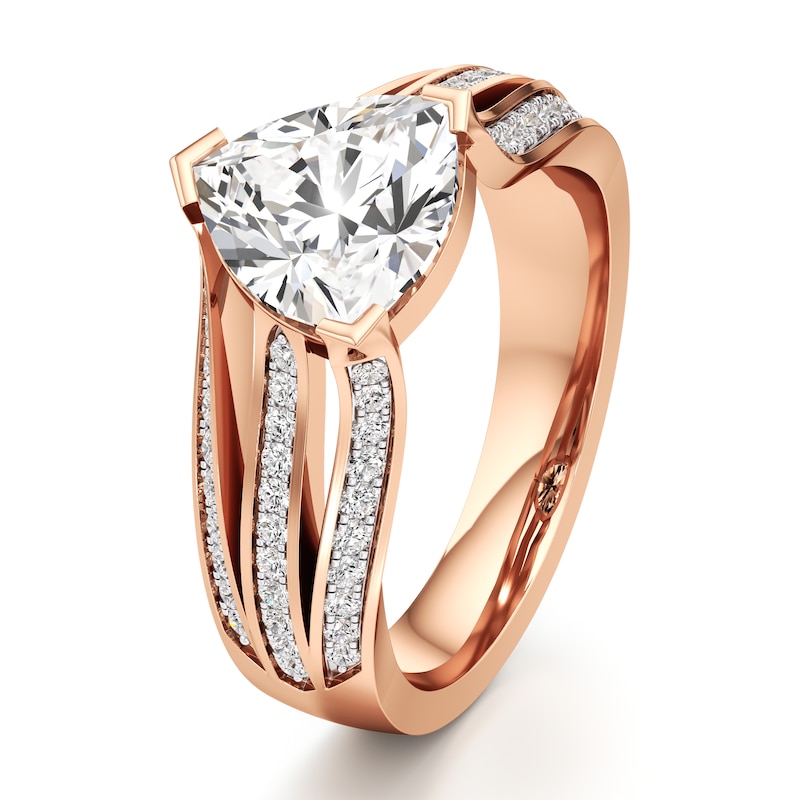 Main Image 4 of J'Lure Lab-Created Diamond Trillion Curved Brilliant-Cut Engagement Ring 2-1/3 ct tw 18K Rose Gold
