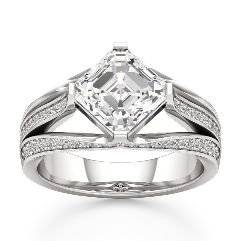 Main Image 1 of J'Lure Lab-Grown Diamond Square-Emerald Step-Cut Engagement Ring 3-1/2 ct tw 18K White Gold