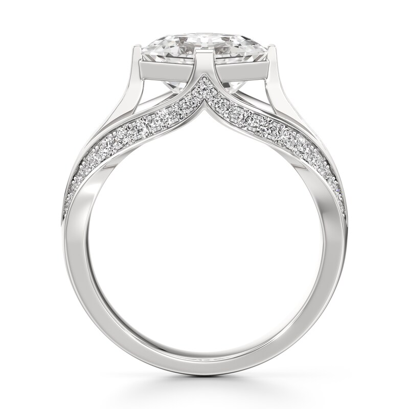 Main Image 2 of J'Lure Lab-Grown Diamond Square-Emerald Step-Cut Engagement Ring 3-1/2 ct tw 18K White Gold