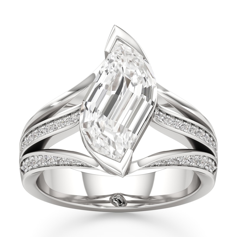 Main Image 1 of J'Lure Lab-Grown Diamond Leaf Step-Cut Engagement Ring 3-1/2 ct tw 18K White Gold