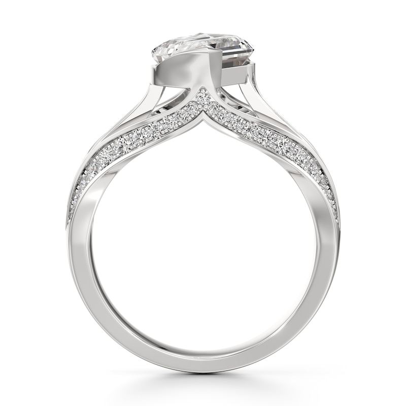 Main Image 2 of J'Lure Lab-Grown Diamond Leaf Step-Cut Engagement Ring 3-1/2 ct tw 18K White Gold