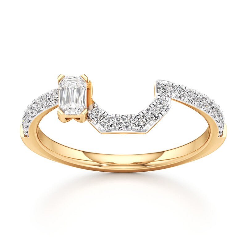Main Image 1 of J'Lure Imperial-Emerald Step-Cut Lab-Created Diamond Contour Wedding Band 3/8 ct tw 18K Yellow Gold