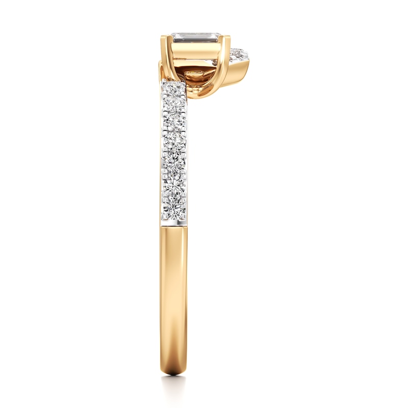 Main Image 3 of J'Lure Imperial-Emerald Step-Cut Lab-Created Diamond Contour Wedding Band 3/8 ct tw 18K Yellow Gold