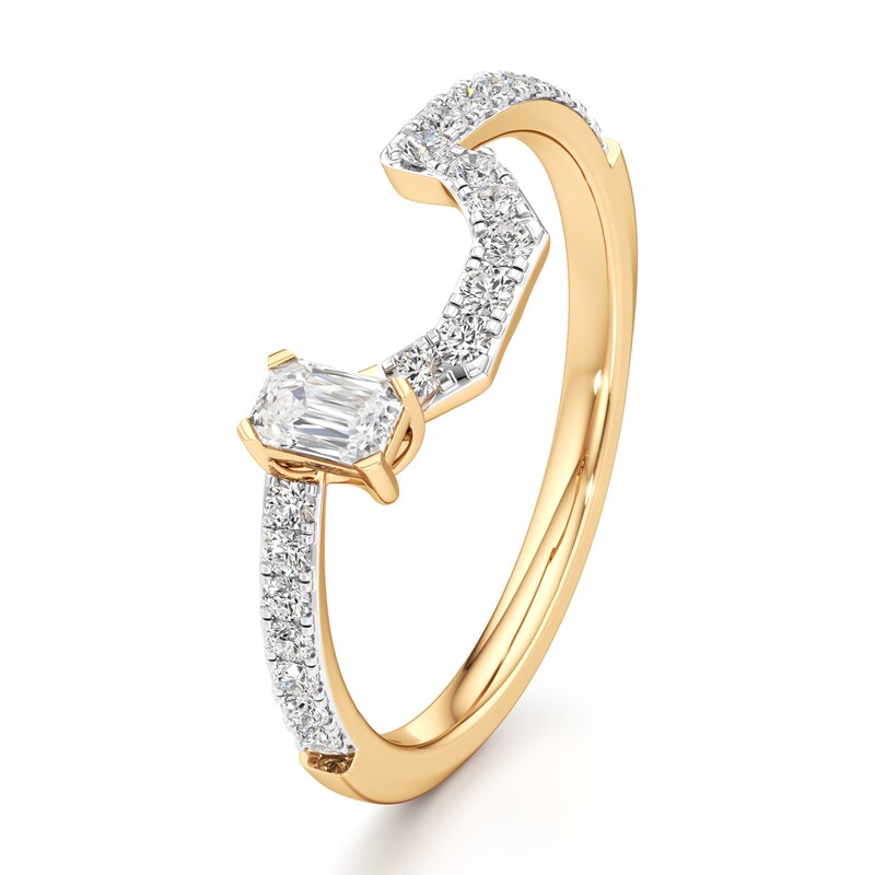 Main Image 4 of J'Lure Imperial-Emerald Step-Cut Lab-Created Diamond Contour Wedding Band 3/8 ct tw 18K Yellow Gold