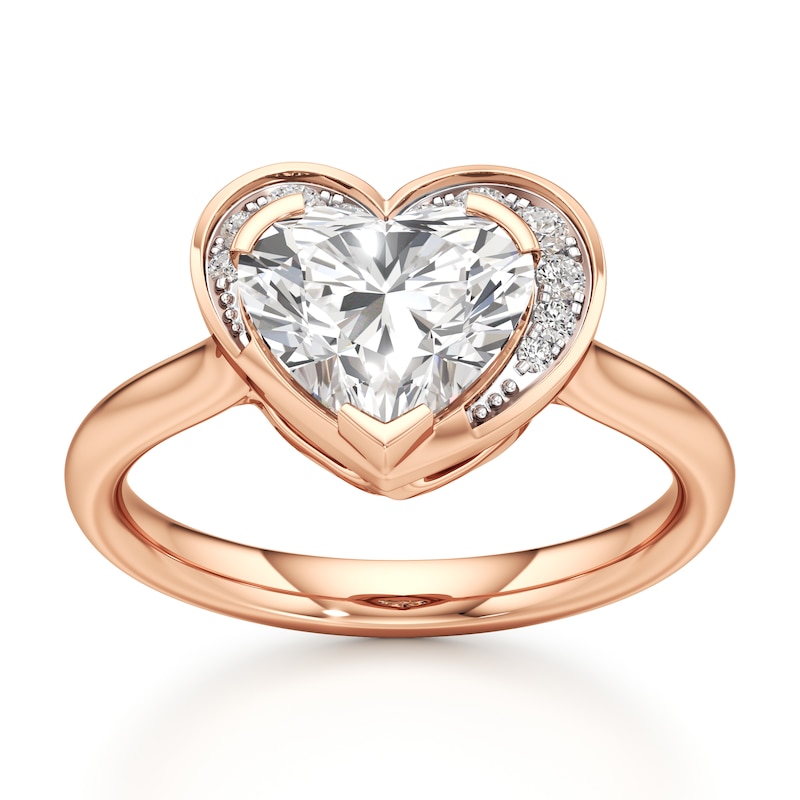 Main Image 1 of J'Lure Heart Brilliant-Cut Lab-Grown Diamond Half-Halo Engagement Ring 2 ct tw 18K Rose Gold