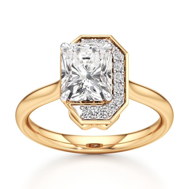 Main Image 1 of J'Lure Radiant Brilliant-Cut Lab-Created Diamond Half-Halo Engagement Ring 2 ct tw 18K Yellow Gold