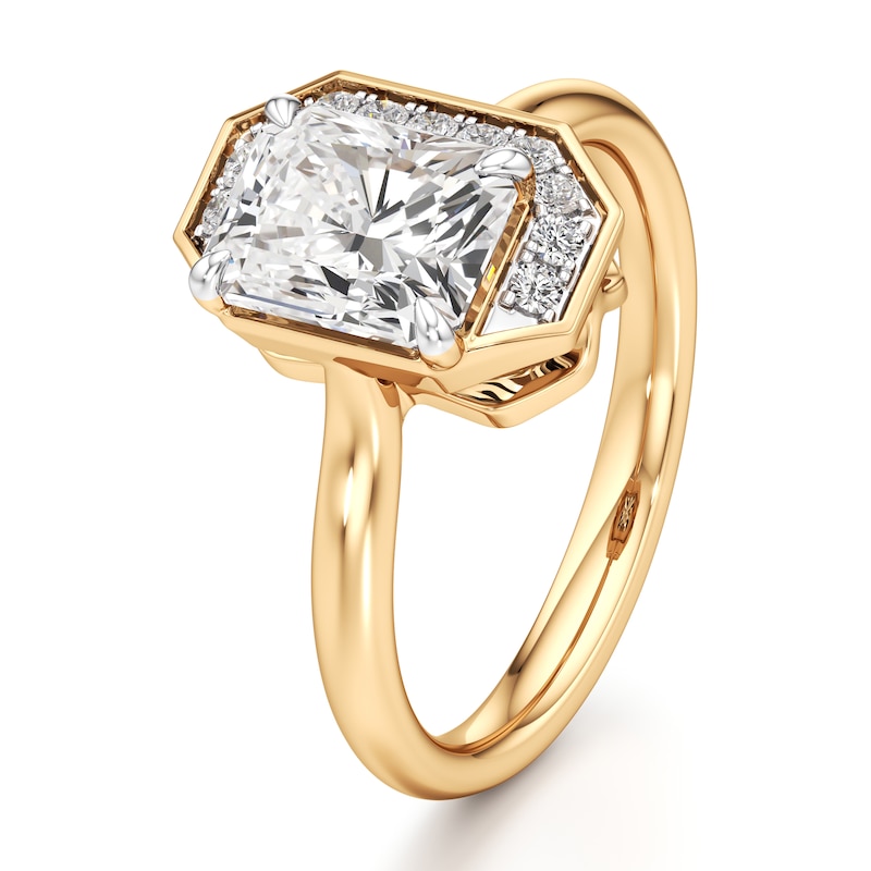 Main Image 4 of J'Lure Radiant Brilliant-Cut Lab-Created Diamond Half-Halo Engagement Ring 2 ct tw 18K Yellow Gold