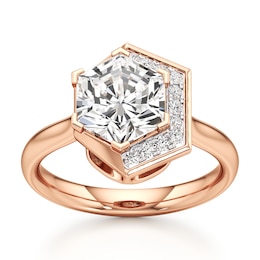 J'Lure Hexagon Brilliant-Cut Lab-Grown Diamond Half-Halo Engagement Ring 3 ct tw 18K Rose Gold