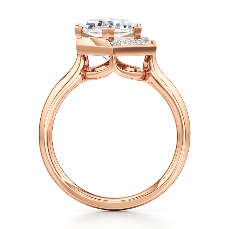 Main Image 2 of J'Lure Hexagon Brilliant-Cut Lab-Grown Diamond Half-Halo Engagement Ring 3 ct tw 18K Rose Gold