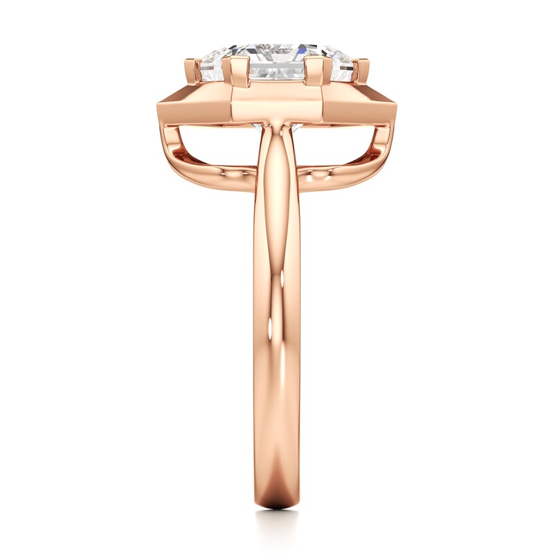 Main Image 3 of J'Lure Hexagon Brilliant-Cut Lab-Grown Diamond Half-Halo Engagement Ring 3 ct tw 18K Rose Gold