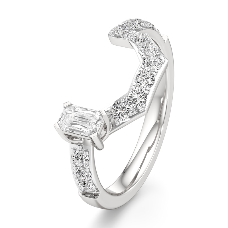 Main Image 4 of J'Lure Imperial-Emerald Step-Cut Lab-Grown Diamond Contour Wedding Band 7/8 ct tw 18K White Gold