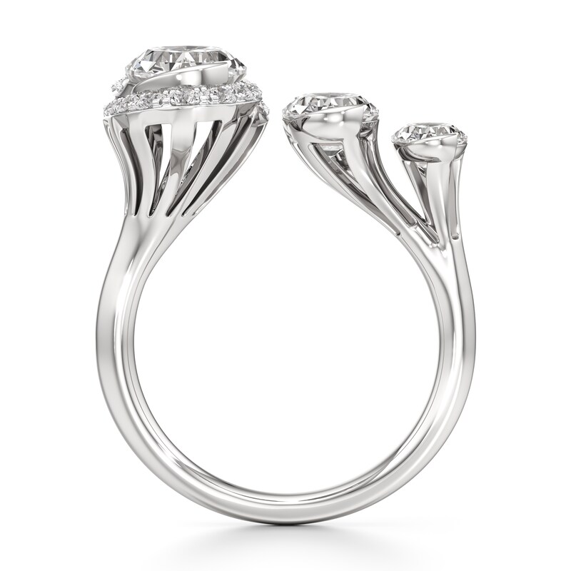 Main Image 2 of J'Lure Oval Step-Cut Lab-Grown Diamond Engagement Ring 3-3/4 ct tw 18K White Gold