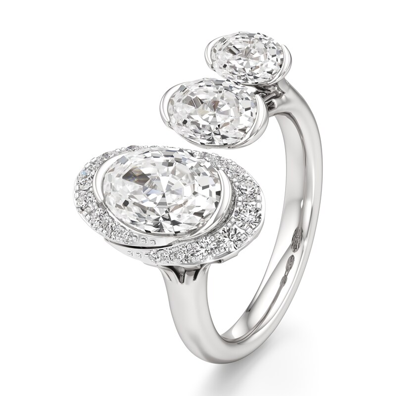 Main Image 4 of J'Lure Oval Step-Cut Lab-Grown Diamond Engagement Ring 3-3/4 ct tw 18K White Gold