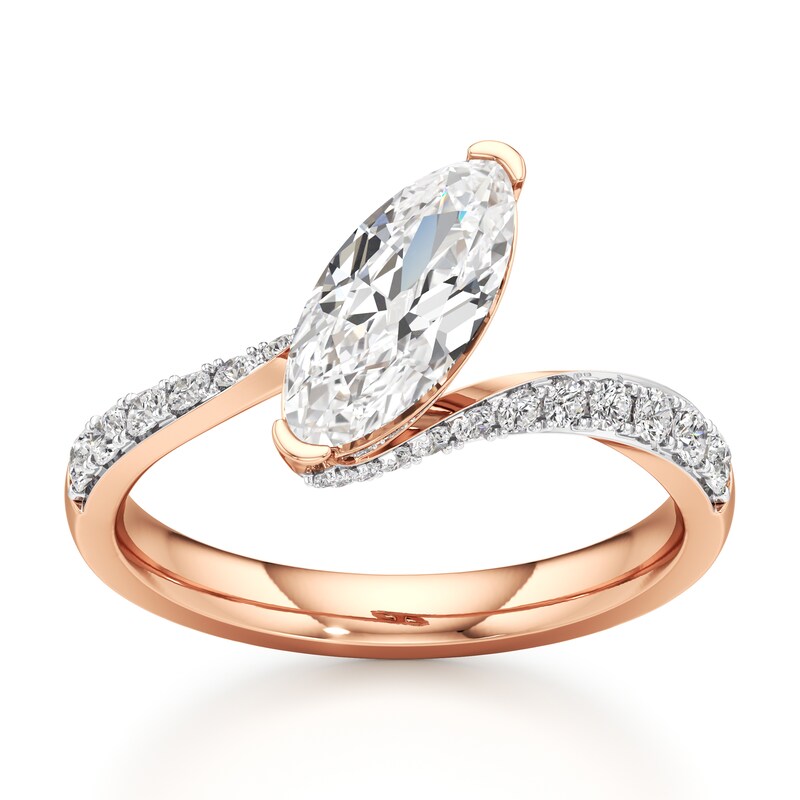 Main Image 1 of J'Lure Moval Old-Cut Lab-Created Diamond Bypass Engagement Ring 1-3/8 ct tw 18K Rose Gold