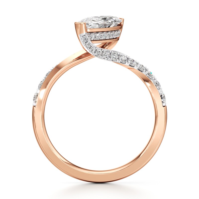 Main Image 2 of J'Lure Moval Old-Cut Lab-Created Diamond Bypass Engagement Ring 1-3/8 ct tw 18K Rose Gold