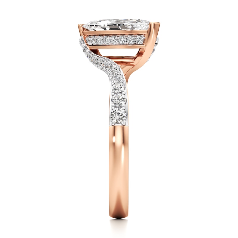 Main Image 3 of J'Lure Moval Old-Cut Lab-Created Diamond Bypass Engagement Ring 1-3/8 ct tw 18K Rose Gold
