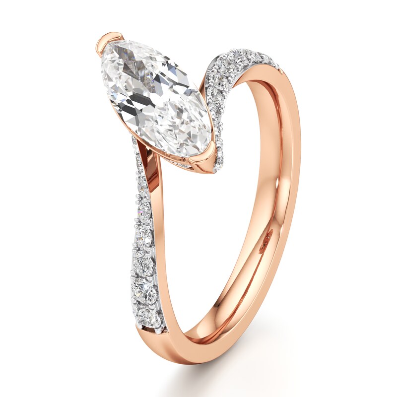Main Image 4 of J'Lure Moval Old-Cut Lab-Created Diamond Bypass Engagement Ring 1-3/8 ct tw 18K Rose Gold