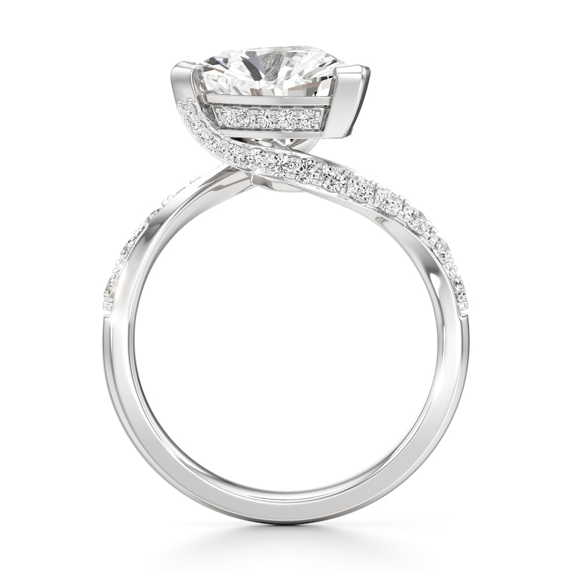Main Image 2 of J'Lure Trillion Curved Brilliant-Cut Lab-Grown Diamond Bypass Engagement Ring 3-1/2 ct tw 18K White Gold