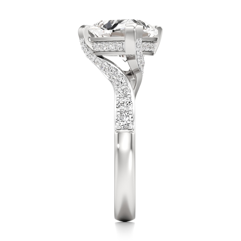 Main Image 3 of J'Lure Trillion Curved Brilliant-Cut Lab-Grown Diamond Bypass Engagement Ring 3-1/2 ct tw 18K White Gold