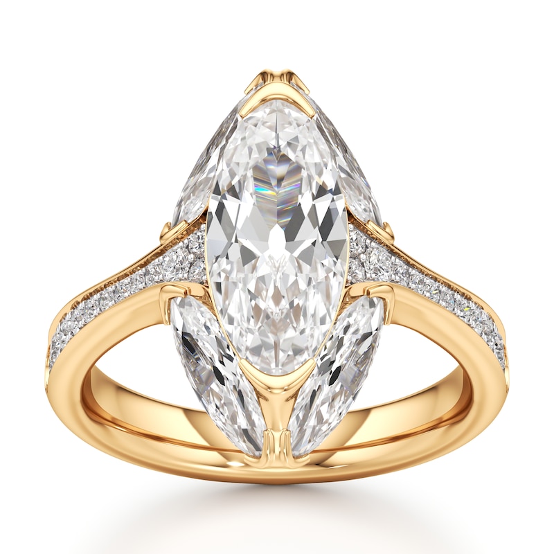 Main Image 1 of J'Lure Moval Old-Cut Lab-Grown Diamond Engagement Ring 4-1/5 ct tw 18K Yellow Gold