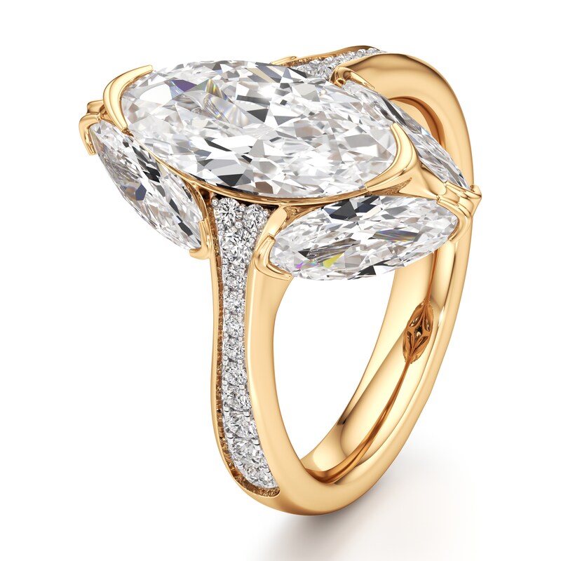 Main Image 4 of J'Lure Moval Old-Cut Lab-Grown Diamond Engagement Ring 4-1/5 ct tw 18K Yellow Gold