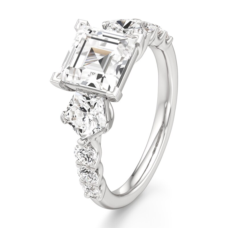 Main Image 4 of J'Lure Carre Step-Cut Lab-Grown Diamond Engagement Ring 3-1/2 ct tw 18K White Gold