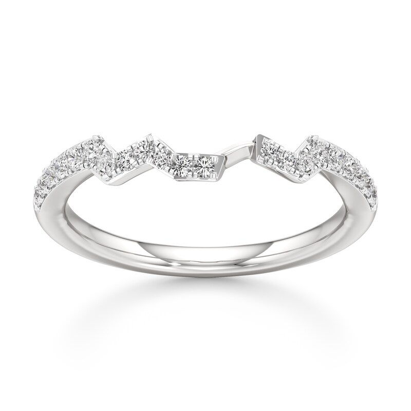Main Image 1 of J'Lure Lab-Created Diamond Angled Contour Wedding Band 1/5 ct tw 18K White Gold