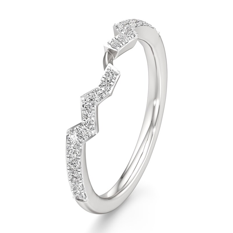 Main Image 4 of J'Lure Lab-Created Diamond Angled Contour Wedding Band 1/5 ct tw 18K White Gold
