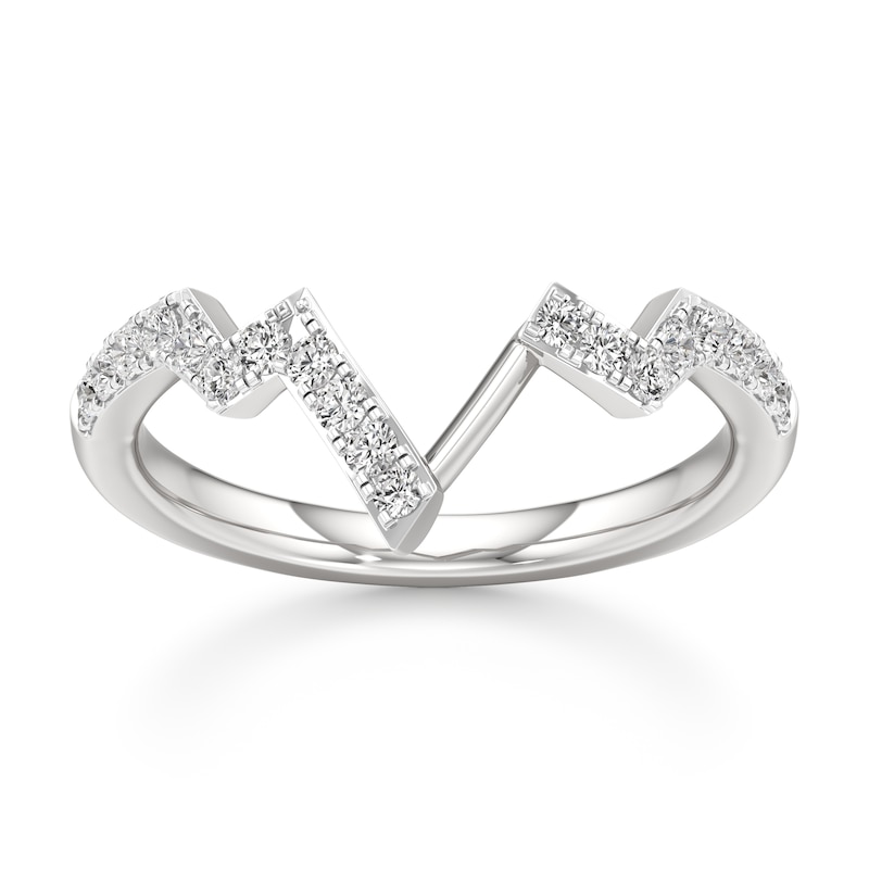 Main Image 1 of J'Lure Lab-Grown Diamond Angled Contour Wedding Band 1/4 ct tw 18K White Gold