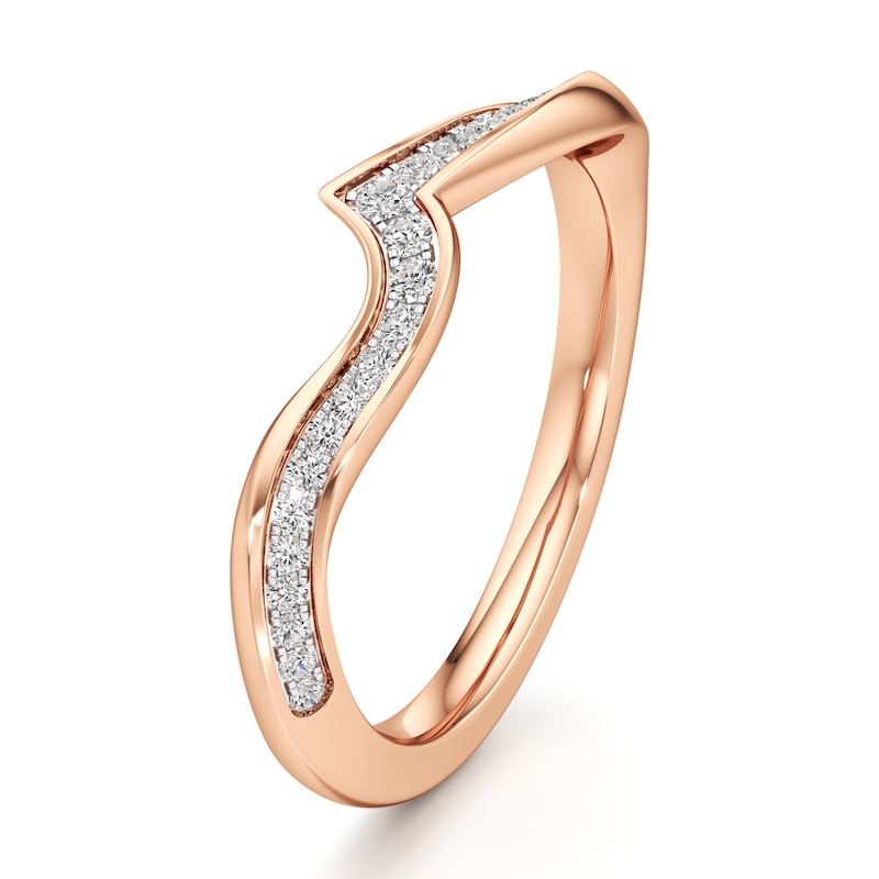 Main Image 4 of J'Lure Lab-Grown Diamond Contour Wedding Band 1/6 ct tw 18K Rose Gold