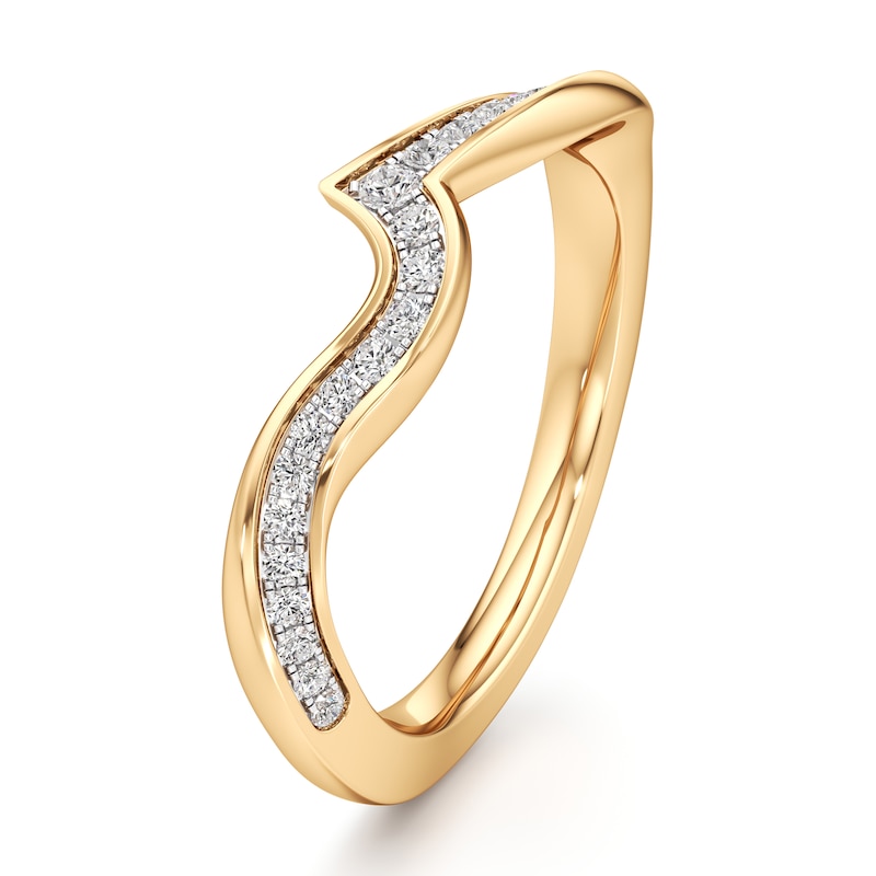 Main Image 4 of J'Lure Lab-Created Diamond Contour Wedding Band 1/5 ct tw 18K Yellow Gold