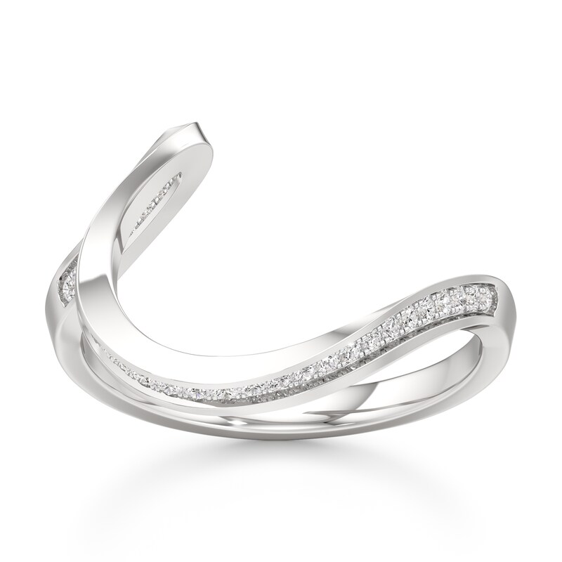 Main Image 1 of J'Lure Lab-Created Diamond Contour Wedding Band 1/6 ct tw 18K White Gold