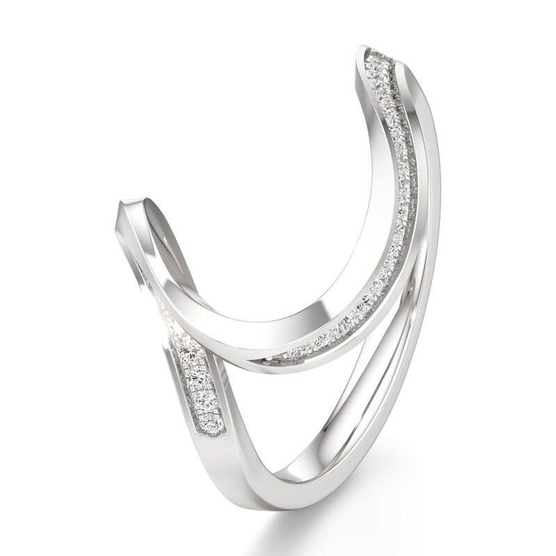 Main Image 4 of J'Lure Lab-Created Diamond Contour Wedding Band 1/6 ct tw 18K White Gold