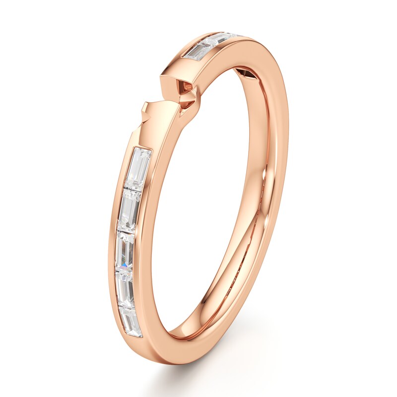 Main Image 4 of J'Lure Baguette-Cut Lab-Grown Diamond Contour Wedding Band 3/8 ct tw 18K Rose Gold