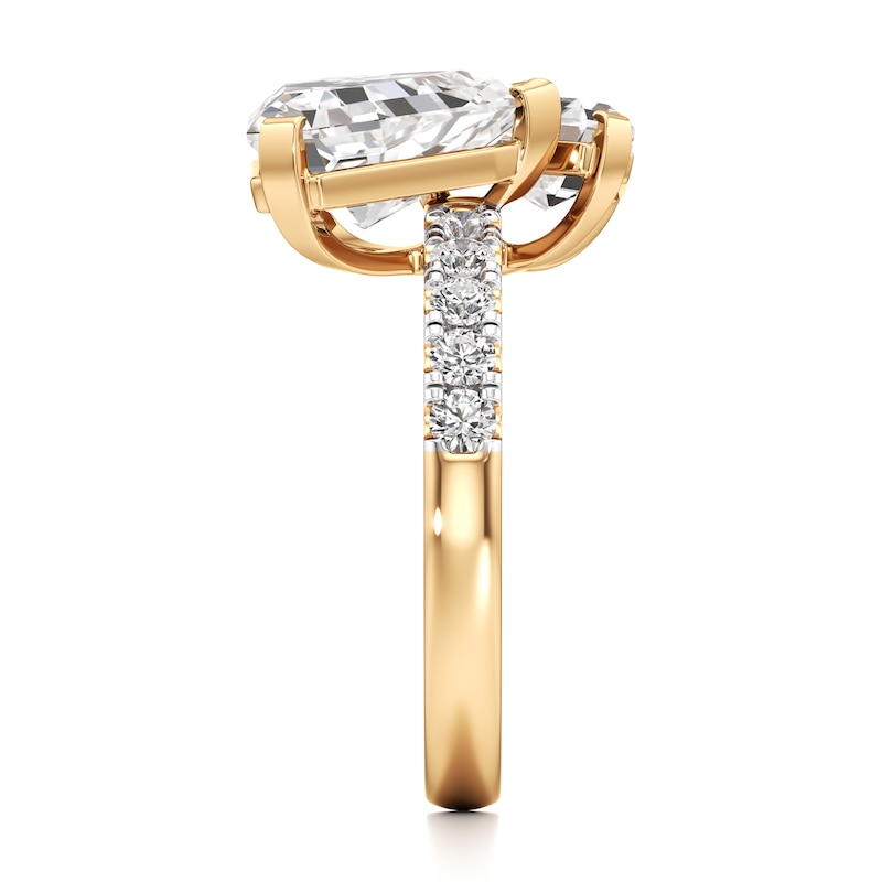 Main Image 3 of J'Lure Shield Step-Cut Two-Stone Lab-Grown Diamond Engagement Ring 4-5/8 ct tw 18K Yellow Gold