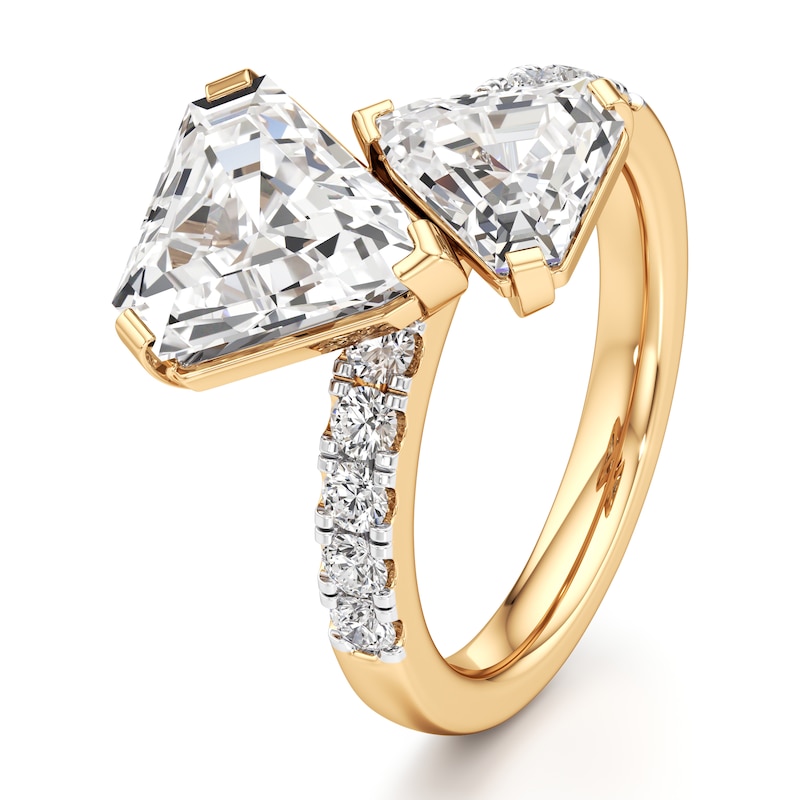 Main Image 4 of J'Lure Shield Step-Cut Two-Stone Lab-Grown Diamond Engagement Ring 4-5/8 ct tw 18K Yellow Gold