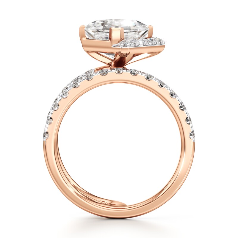 Main Image 2 of J'Lure Square-Emerald Step-Cut Lab-Grown Diamond Spiral Engagement Ring 3-3/4 ct tw 18K Rose Gold
