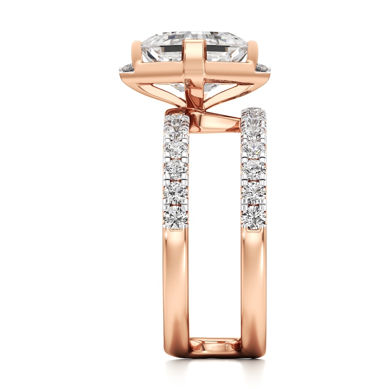Main Image 3 of J'Lure Square-Emerald Step-Cut Lab-Grown Diamond Spiral Engagement Ring 3-3/4 ct tw 18K Rose Gold