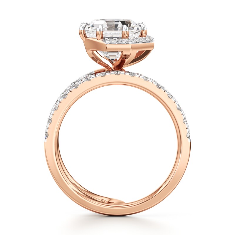 Main Image 2 of J'Lure Octagon Step-Cut Lab-Grown Diamond Spiral Engagement Ring 3-3/4 ct tw 18K Rose Gold