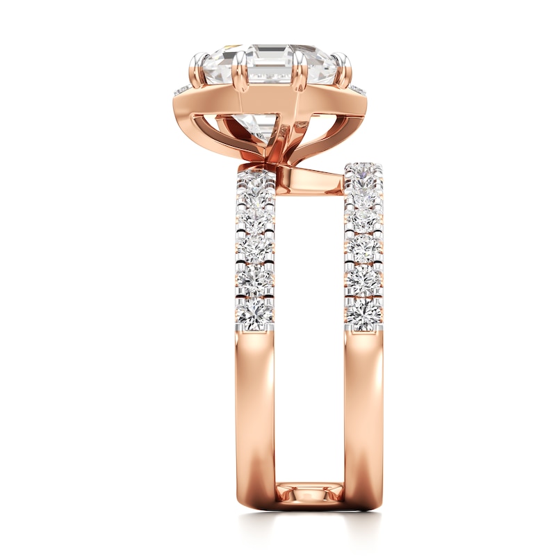 Main Image 3 of J'Lure Octagon Step-Cut Lab-Grown Diamond Spiral Engagement Ring 3-3/4 ct tw 18K Rose Gold