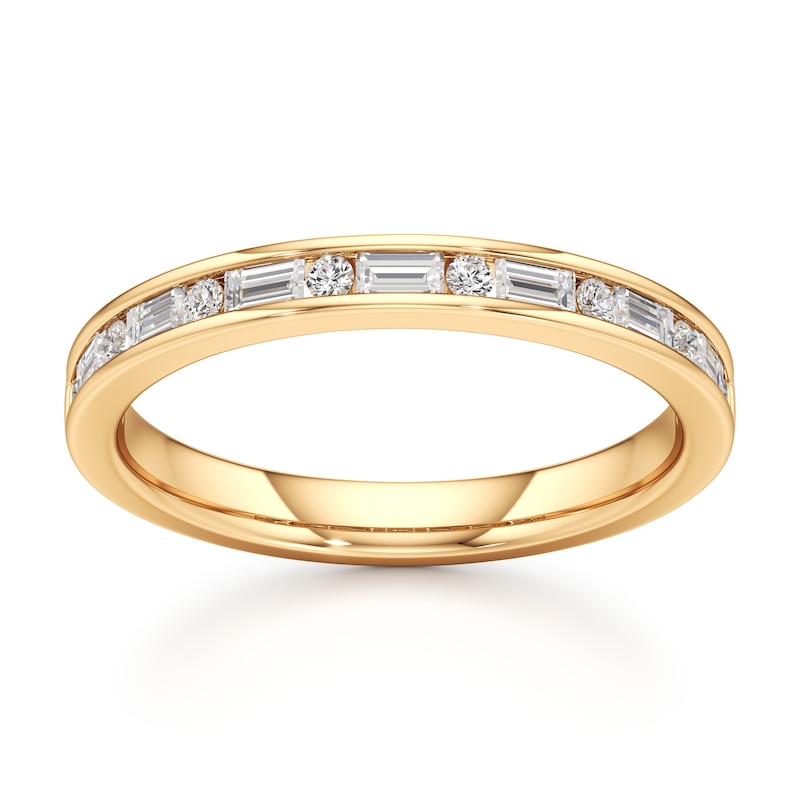 Main Image 1 of J'Lure Baguette & Round-Cut Lab-Created Diamond Wedding Band 3/8 ct tw 18K Yellow Gold